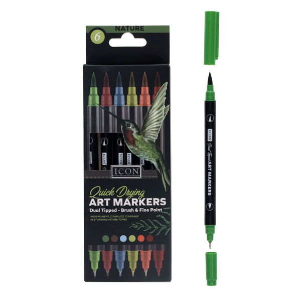 Icon Pkt.6 Quick Drying Art Markers - Nature