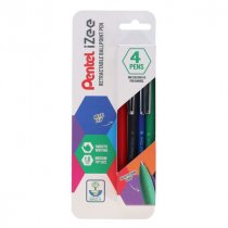 Pentel Izee Card 4 Retractable Ballpoint Pen Asst