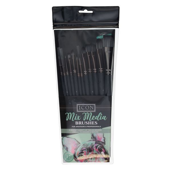 Icon Pk.12 Mix Media Taklon Brush Set
