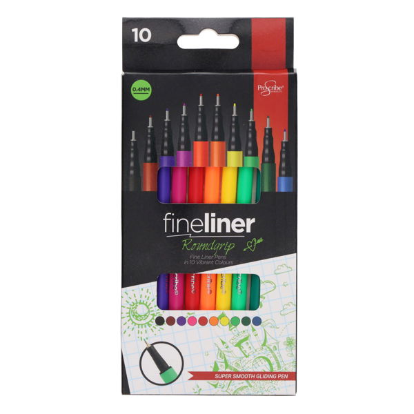 ProScribe Pkt.10 Fineliner Markers - Roundgrip