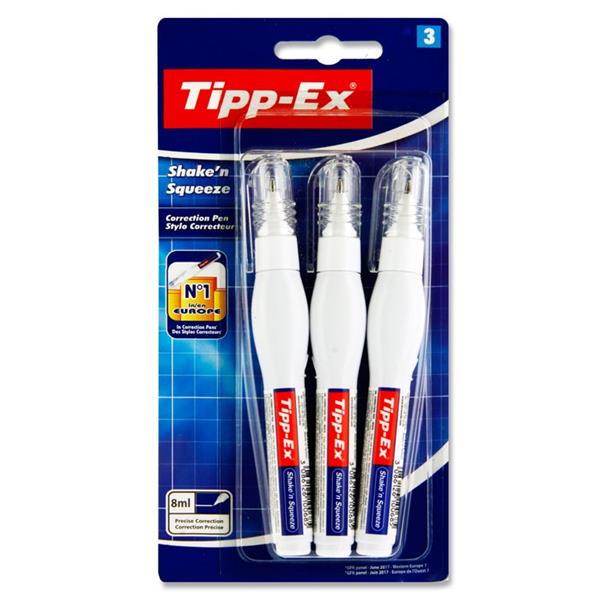 Tippex Pkt.3 8ml Shake 'N Squeeze Correction Pens