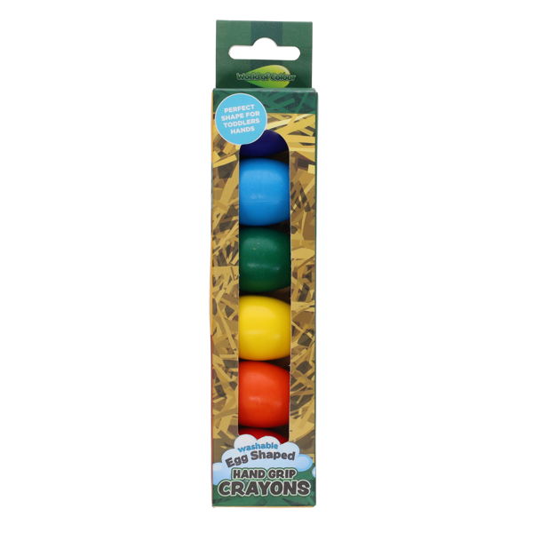 World of Colour Pkt 6 Hand Grip Crayons - Egg Shaped