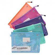 Premto Pastel A4+ Extra Durable Mesh Storage Wallet - 5 Asst