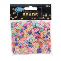 Crafty Bitz 50g Flat Multi Coloured Beads - Asst