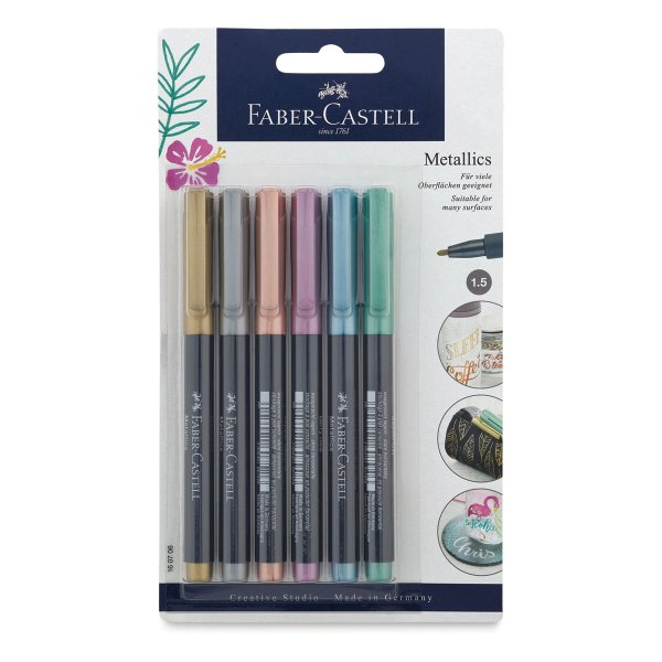 Faber-Castell Metallic Markers - Set of 6, 1.5 mm