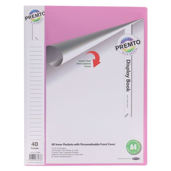 Premto Pastel A4 40 Pocket Display Book - Wild Orchid