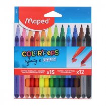 Maped Pkt.15 Colouring Markers & Pkt.12 Non Sharpen Colouring Pencils