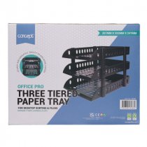 Concept Three Tiered Paper Tray - Black