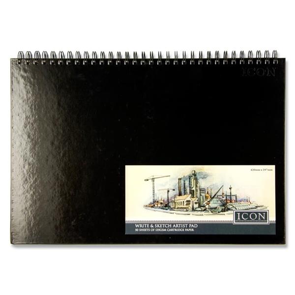 A3 135gsm Wiro Hardcover Sketch Pad 50 Sheets