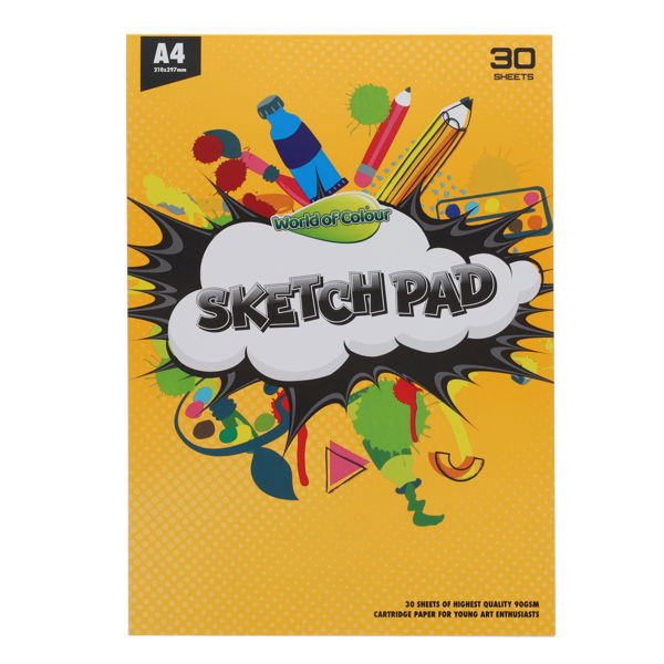 World of Colour A4 90gsm Sketch Pad 30 Sheets