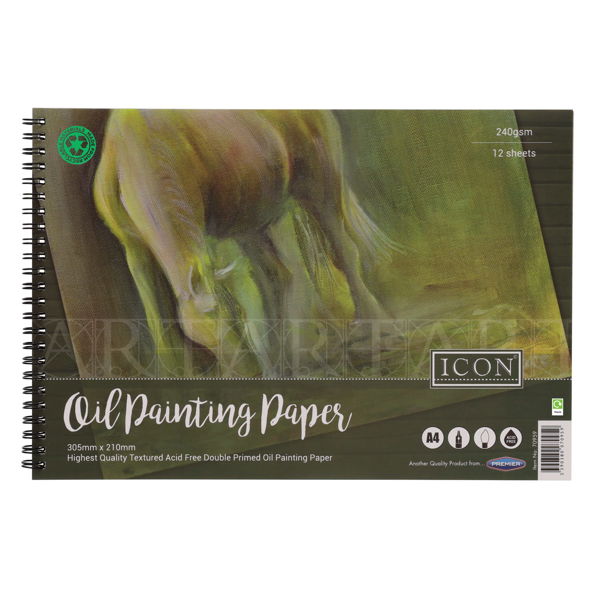 A4 240gsm Wiro Oil Painting Pad 12 Sheets