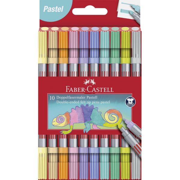Faber-Castell Double Ended Fibre-tip Pen Set 10 x Pastel Colours