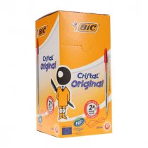 BIC Box 50 Cristal Original Ballpoint Pens - Red