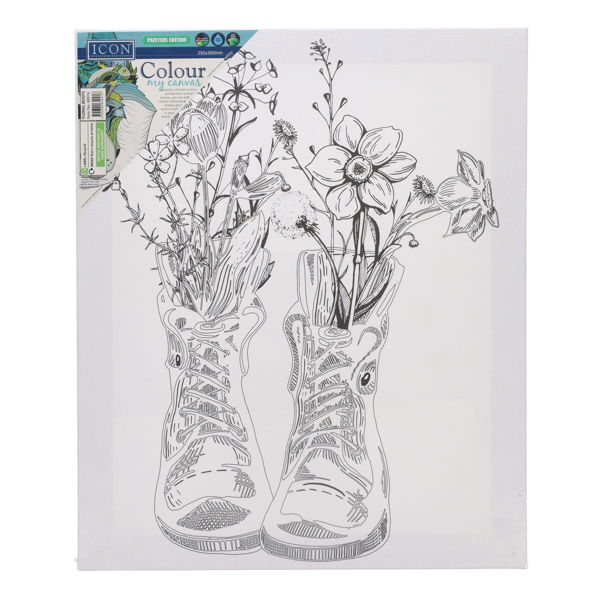 Icon 250x300mm Colour My Canvas - Floral Boots
