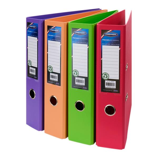 Premier Universal A4 Pp Lever Arch File Pastel 4 Asst