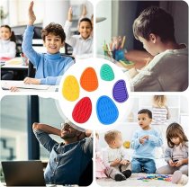 6pcs Worry Stones - Textured Thumb Silicone Colourful Stones