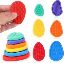 6pcs Worry Stones - Textured Thumb Silicone Colourful Stones