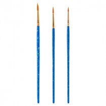 Icon 3pce Brush Set In Wallet - Golden Taklon Round