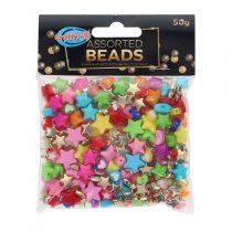 Crafty Bitz 50g Stars & Heart Beads - Asst
