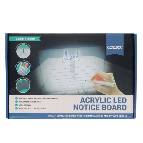 Concept Acrylic LED Notice Board - 200x300mm