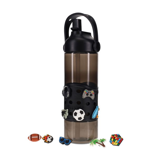 Smash 750ml Bottle With 10 Charms - Black