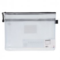 Premto A4+ Extra Durable Double Pocket Mesh Storage Wallet - Clear Pearl