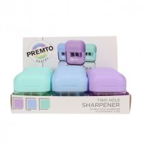 Premto Pastel Twin Hole Sharpener - 3 Asst CDU