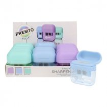 Premto Pastel Twin Hole Sharpener - 3 Asst CDU