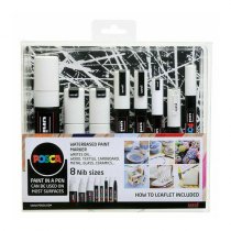 POSCA COLLECTION 8pc White Assorted Nib Sizes