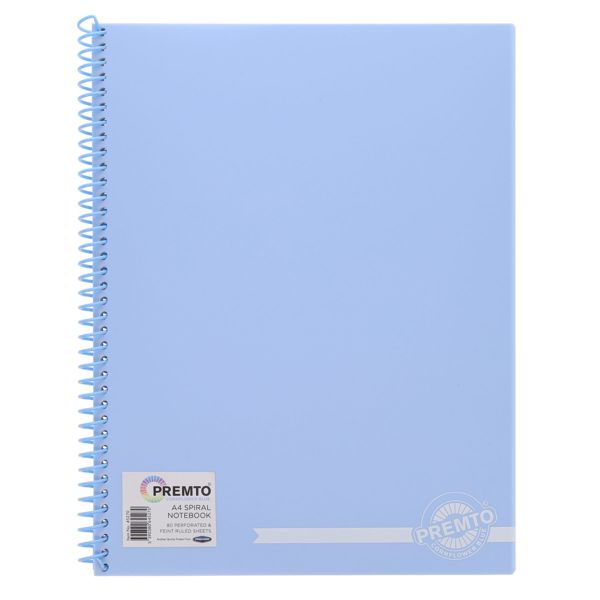 Premto Pastel A4 160pg PP Spiral Notebook - Asst