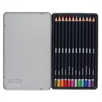 Icon Tin Box 12 Colouring Pencils - Metallic