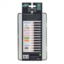 Icon Tin Box 12 Colouring Pencils - Metallic