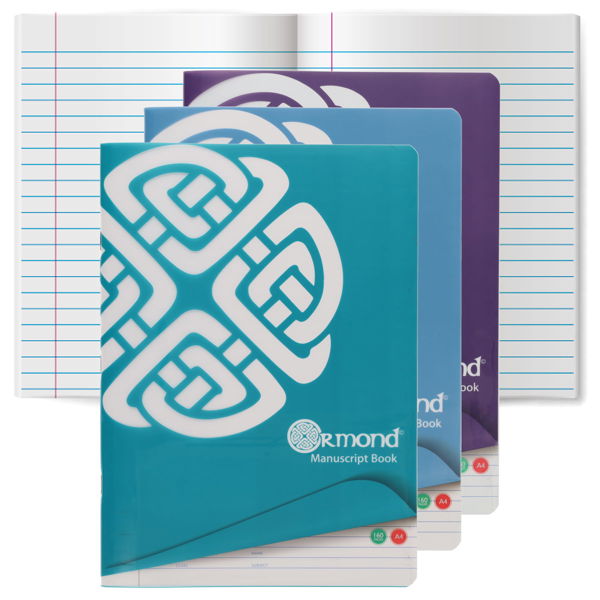 Ormond Pkt.3 A4 160pg Durable Cover Manuscript Book - Asst