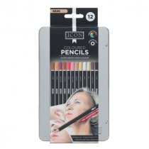 Icon Tin Box 12 Colouring Pencils - Skin