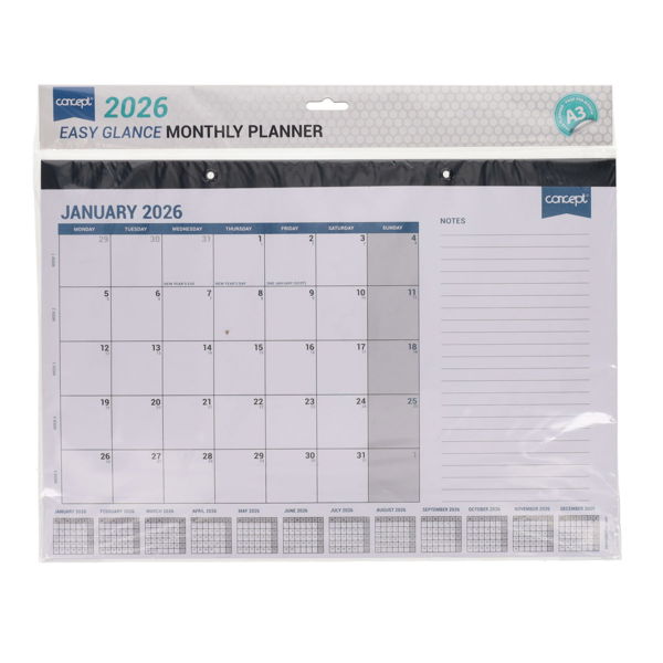 Concept A3 2026 Desk Calendar