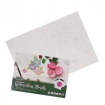 Icon A4 12 Sheets 300gsm Pre-Drawn Watercolour Paper Pad - Florals