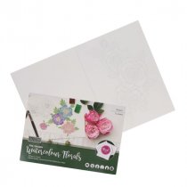 Icon A4 12 Sheets 300gsm Pre-Drawn Watercolour Paper Pad - Florals