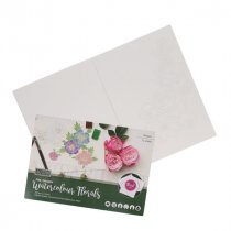 Icon A4 12 Sheets 300gsm Pre-Drawn Watercolour Paper Pad - Florals
