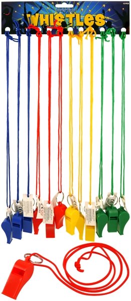 Plastic Whistle on Lanyard - Assorted colours