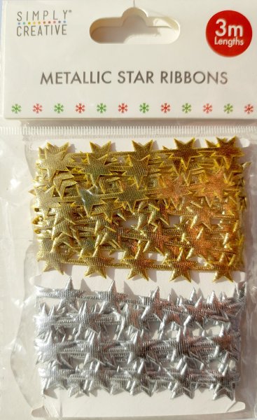 Simply Creative Metallic Star Ribbons 3m