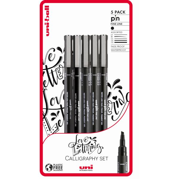 PIN 5pc BC LOVE & LETTERING CALLIGRAPHY SET .9 BR BLACK