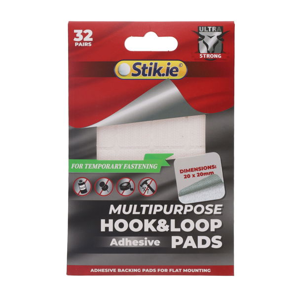 Stik.ie Stik-Ie Card 32 20X20mm Hook & Loop Velcro Fasteners