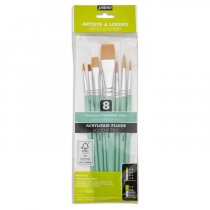 Pebeo-Set of 8 Short Handle Brushes Round And Flat Golden Taklon
