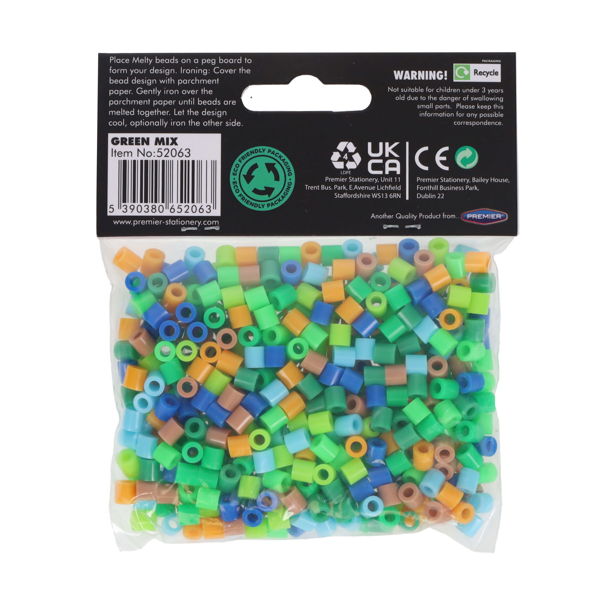 Pkt.500 Fusion Melty Beads - Green Mix