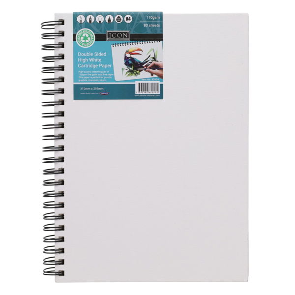 Icon A4 110gsm Spiral Sketch Pad - 80 Sheets