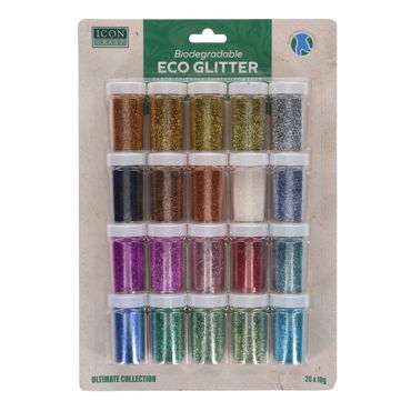 Icon Craft Biodegradable ECO Glitter 10G X 20 Asst