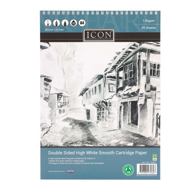 Icon A4 135gsm Wiro Sketch Pad 30 Sheets