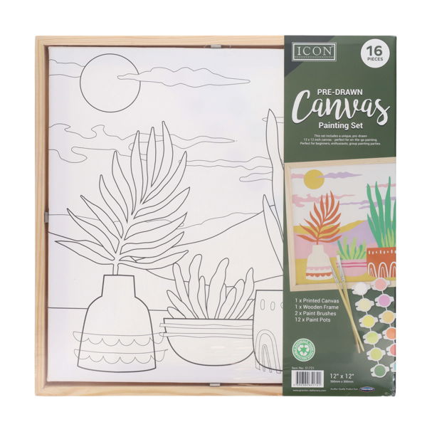 12"X12" Pre-Drawn Canvas Painting Set