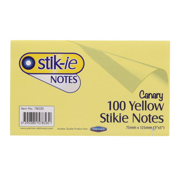 Stik.ie Stik.ie 75x125mm Stikie Notes - Yellow