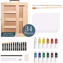 Elements mixed media set with easle.